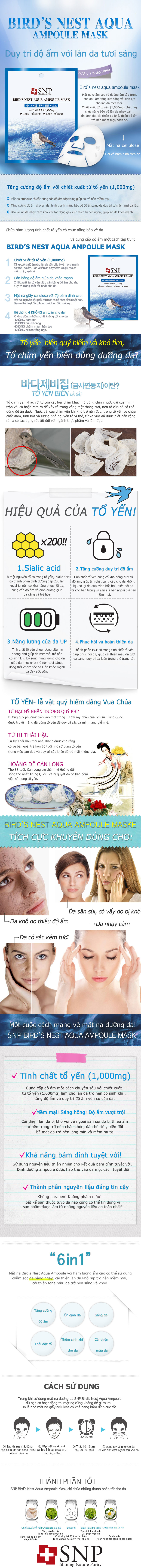 Mặt nạ Ampoule tinh chất tổ yến dưỡng ẩm chuyên sâu - BIRD'S NEST AQUA AMPOULE MASK